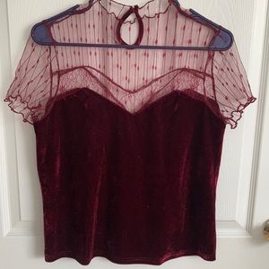 Velvet Burgundy Lace Crop Top